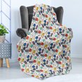 thumbnail image 4 of Bowling Soft Flannel Fleece Blanket, Color Doodle Design on Notebook Sheet Backdrop Ball Pins and Shoes in Retro Style, Cozy Plush for Indoor and Outdoor Use, 70" x 90", Multicolor, by Ambesonne, 4 of 5