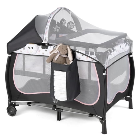 Gymax 4 in 1 Portable Baby Nursery Center w/Detachable Bassinet Changing Table Net