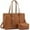 Brown& Leather, variant on Lovevook Women's Lightweight Canvas 15.6" Laptop Tote with Clutch Purse, Black and Beige
