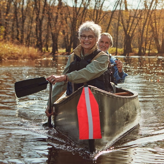 NICEXMAS 2Pcs Red Rectangular Safety Flags for Kayak 11.8x4.3x0.4in