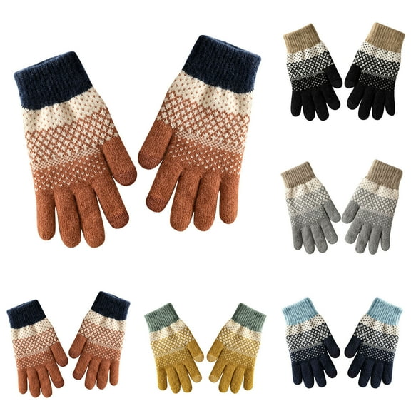 Unisex Touchscreen Knit Gloves Elastic Cuff Texting Gloves for Cold Weather