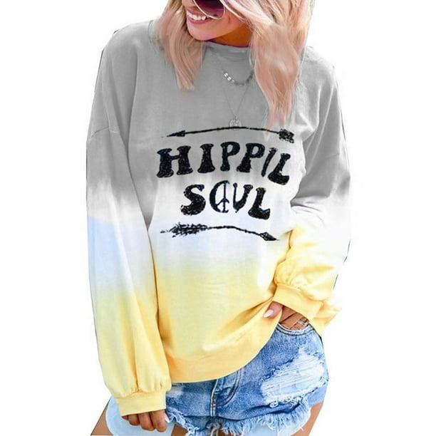 Himone Himone Plus Size Gradient Color Print Rainbows Colors Fashion Shirt Women Pullover Sweatshirt O Neck 19 Autumn Tops Long Sleeve Boho Jumper Tops S 5xl Walmart Com Walmart Com