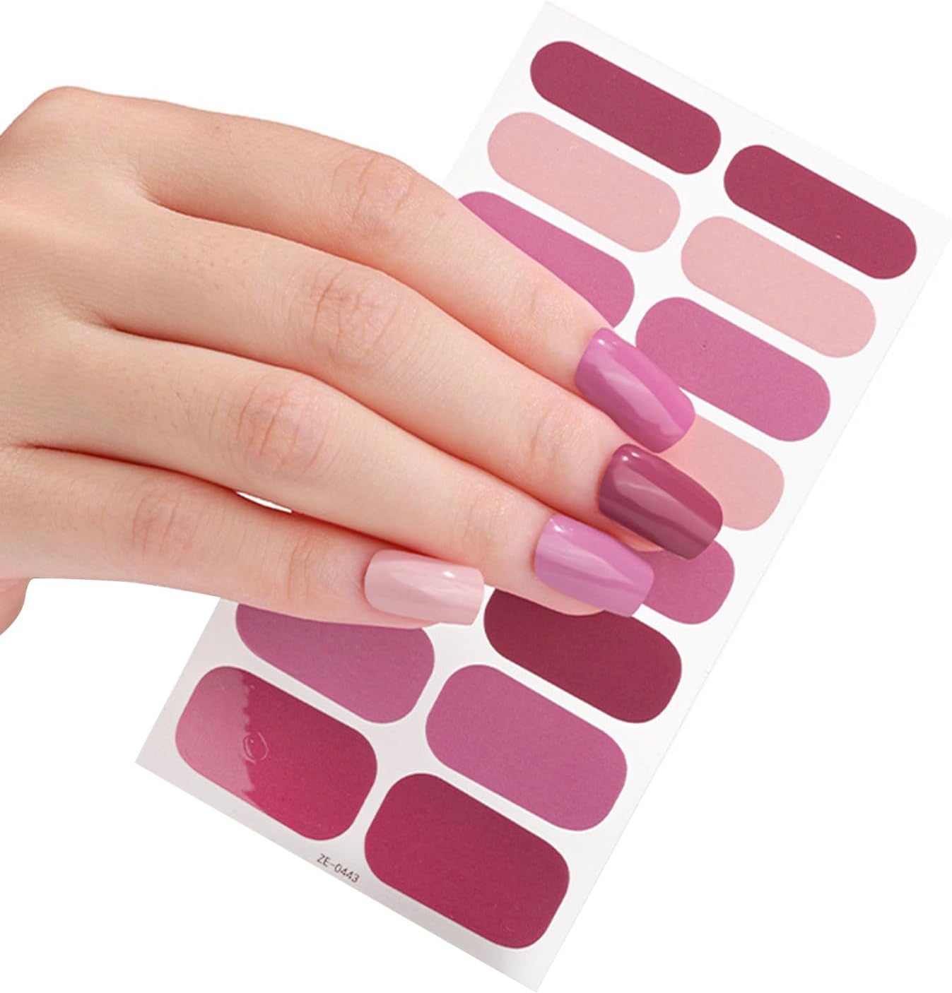 LINLIN 16 Strips Semi Cured Gel Nail Stickers Set for UV Lamp Designer 3D Nails Polish Wraps Fashion Gel Nail Art Stickers Self-Adhesive Nail Polish Strips Nail Polish Wraps