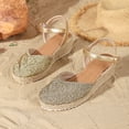 thumbnail image 2 of Espadrilles for Women Woven Closed Toe Wedge Sandals Vintage Footbed Ankle Strap Slingback Heels Breathable Summer Dress Shoes Light Green Size 8.5, 2 of 6