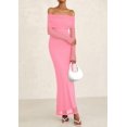 thumbnail image 4 of Vestido PRETTYGARDEN Maxi Ajustado con Hombros Descubiertos y Mangas Largas Rosa M, 4 of 8
