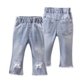 thumbnail image 3 of EnJoCho Teen Girls Jeans Straight Wide Leg Soli𝖽 Tone Elastic Waist Loose Denim Pants Stretch Trousers For Spring Autumn Back-to-School Outdoor Everyday Streetwear Casual Bottoms, 3 of 8