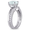 thumbnail image 3 of Everly Women's Created Sapphire Created Aquamarine 10k White Gold Bridal Set, 3 of 8