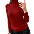 thumbnail image 1 of SGMVNU Chandails à Col Roulé pour Femmes Automne 2025 Manches Longues Habillé Décontracté Doux Tricoté Basique Hauts Tenues (Rouge#3, Taille Unique), 1 of 5