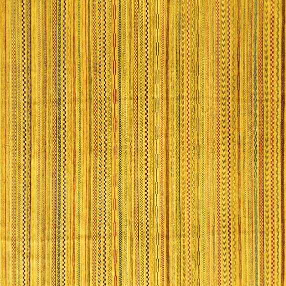 Ahgly Company Indoor Square Abstract Yellow Modern Area Rugs, 6' Square