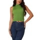 thumbnail image 1 of INSPIRAR CHIC Camiseta sin mangas de punto con cuello alto para mujer, casual, moderna, de canalé, color verde, talla M, 1 of 6