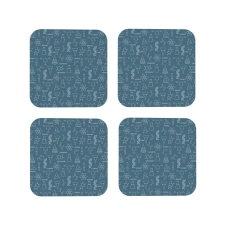 

Tideii Chemical Formulas And Objects for Leather Coasters 4 Pieces Anti-fouling and Anti-scalding Decorative Coasters Suitable for Restaurants Kitchens Coffee Shops-Square