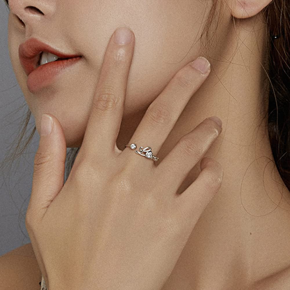 Ztowoto Embrace 925 Sterling Silver Adjustable Open Silver Rings Silver Platinum Plating Dainty Rings Jewelry for Women Girls Walmart