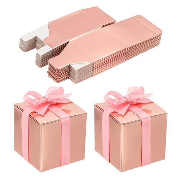 Uxcell Favor Boxes, Candy Party Butterfly Gift Boxes for Wedding Mother's Day Easter Anniversary Rose Gold