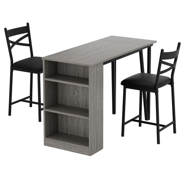 GloryStar Extendable Kitchen Dining Set, 2-Seater Table with Hidden Storage, Upholstered Chairs, and Easy Assembly