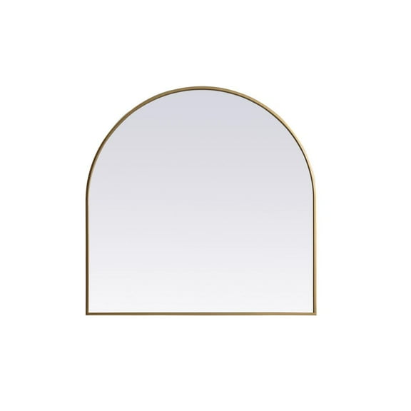 Elegant Decor Metal Frame Arch Mirror 36x36 Inch in Brass