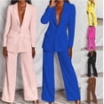 thumbnail image 3 of Women's Business Suit 2 Piece Long Sleeve Blazer Jackets Outfits with Loose Bootcut Pants Suit Set for Work, 3 of 3