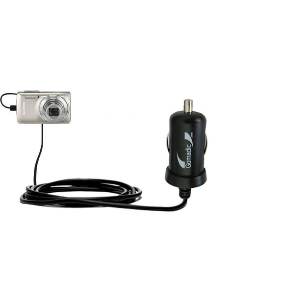 Gomadic Intelligent Compact Car / Auto DC Charger suitable for the Olympus Stylus-7040 Digital Camera - 2A / 10W power at half the size. Uses Gomadic
