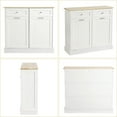 thumbnail image 6 of KIGOTY Dual Kitchen Trash Cabinet, Double Tilt Out Trash Can Cabinet with Countertop and Drawer, Free-Standing Pet Proof Recycling Cabinet Garbage Can Holder, Wood (White), 6 of 8