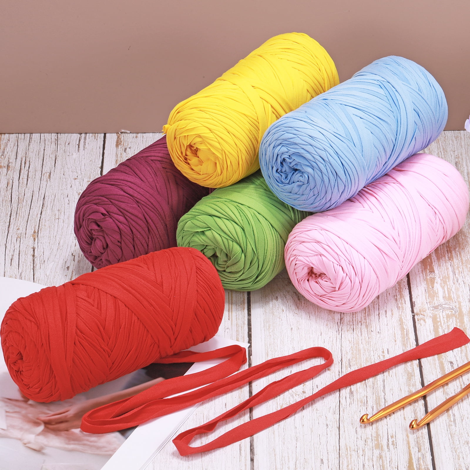 Uxcell T-Shirt Yarn for Crocheting with Hook 2 Pack 130 Yards Yarn Army Green