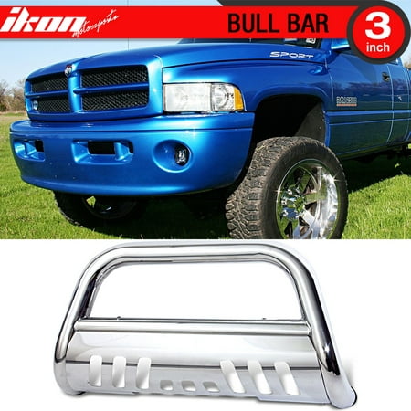 Fits 94-01 Dodge Ram 1500 Chrome Bull Bar W/Skid Plate Brush Push Grille