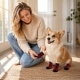 thumbnail image 6 of Dog Accessories, Dog Socks, Dog Boots & Paw Protectors, Pet Supplies for Dogs, Puppy Accessories, Red Water-Resistant Anti-Slip Traction Dog Socks, Adjustable Durable 4-Pack Paw, 6 of 7