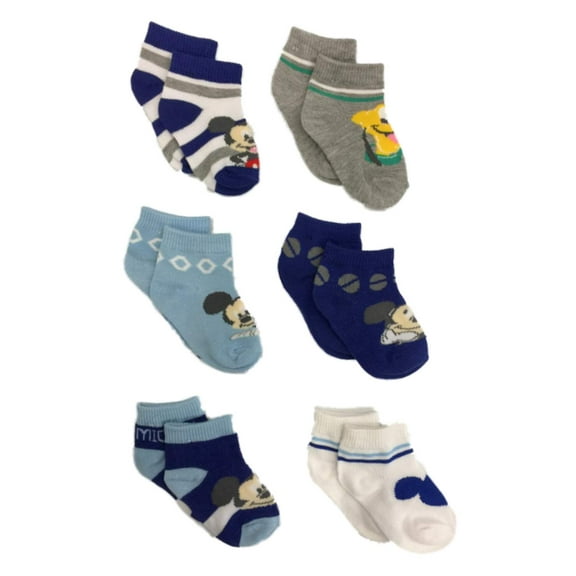 Disney 6 Pair Infant Boys Mickey Mouse & Pluto Dog Baby Socks 6-12 Months