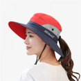 thumbnail image 4 of Chapeau de Soleil à Queue de Cheval pour Femmes Extérieur à Séchage Rapide Bonnet de Plage 50+ Protection UV Maille Pliable Chapeau de Pêche Large Réglable, 4 of 5