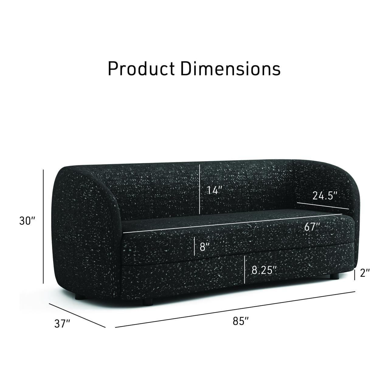 Furniture of America Sonya Tuxedo Style Upholstered Boucle Fabric Black Sofa