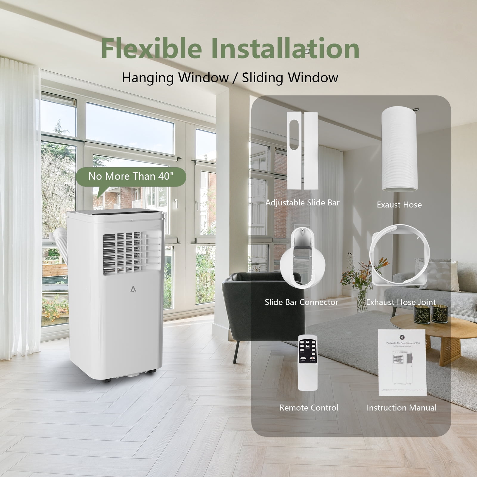 Portable Air Conditioner 10000 BTU, 3-in-1 AC Unit with Cooling, Dehumidifier & Fan, Quiet Operation with Remote Control & 24H Timer, Window Kit Included for Rooms up to 550 Sq.Ft.