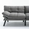 thumbnail image 6 of Memory Foam Futon Couch Bed, Modern Convertible Sleeper Sofa Bed with Adjustable Armrest and Backrest, Comfy Velvet Upholstered Loveseat Sofa for Apartment, Living Room, Bedroom, Light Grey, 6 of 9