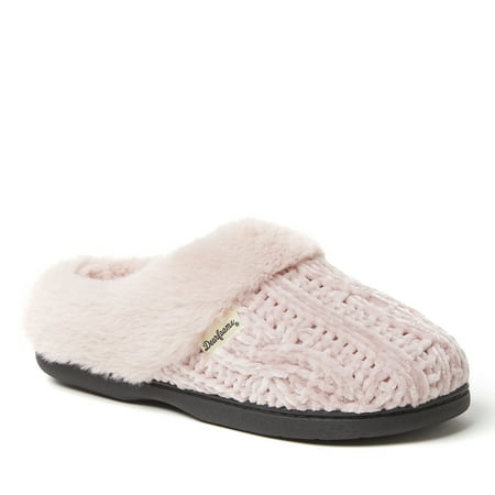 

Dearfoams Womens Claire Cable Knit Chenille Clog Slipper