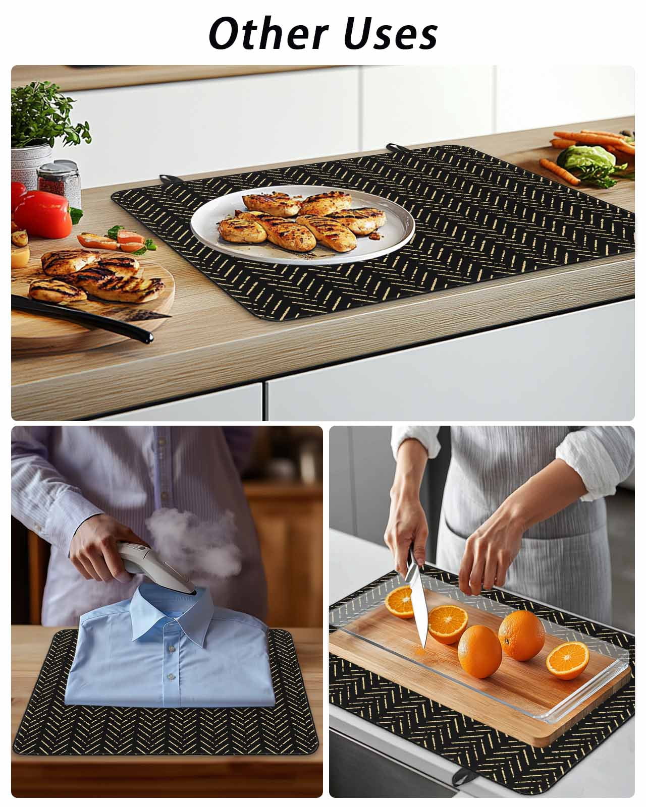 Stove Top Covers for Electric Stove, Black Yellow Geometric Glass Stovetop Cover Protector, Modern Abstract Art Striped Induction Cooktop Protector Oven Mat for Kitchen Countertop 24"x21"