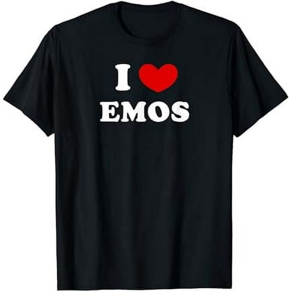 I Love Emo Heart Graphic Tee Shirt for Unisex Short Sleeve Cotton Casual