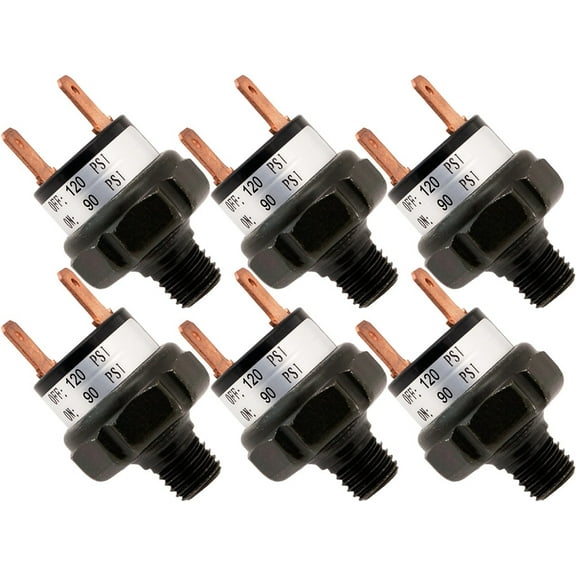 Vixen Horns 90-120 PSI Air Pressure Switch Tank Mount Type 1/8" NPT 12V/24V for Train/Air Horn - Bundle of six switches VXA6120-6