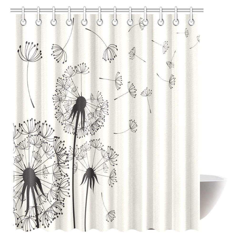 ARTJIA Dandelions Shower Curtain, Flying in the Wind Dandelion Thistle