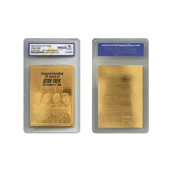 Collectible STAR TREK 4 Captains 30 Year Anniversary Skybox 23K Gold Card Gem Mint 1- Kirk/Picard/Sisko/Janeway