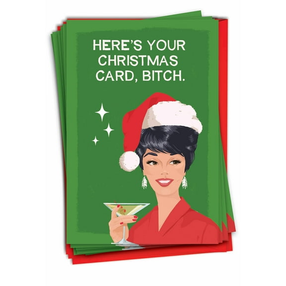 Pack of 12 Merry Christmas Cards Funny (1 Design, 12 Cards) - Your Holiday Card C9533XSG-B12x1