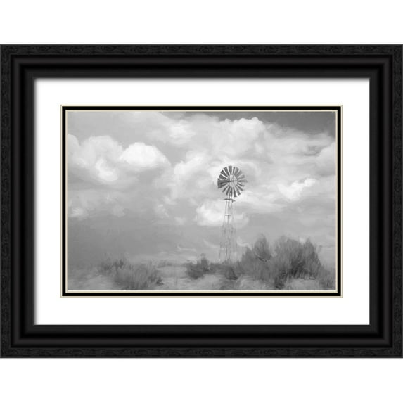 Murdock, Ramona 32x23 Black Ornate Wood Framed with Double Matting Museum Art Print Titled - Abstract Windmill