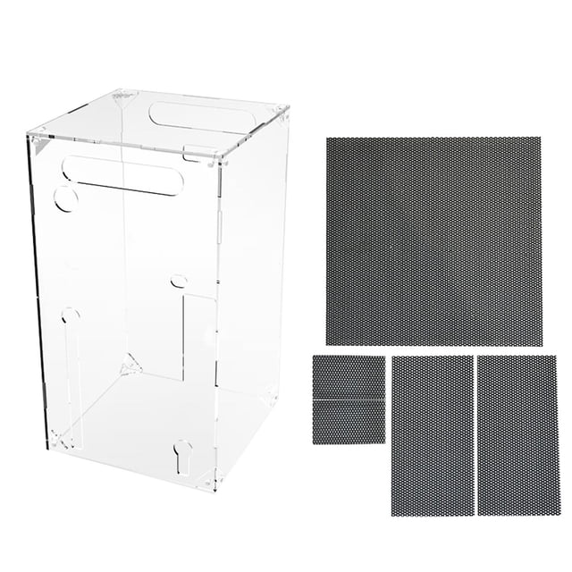 cubierta de polvo de alta transparencia de acrílico feliz para consola de juegos xbox series x sencillez funda transparente rígida 3/4 frontal con ranuras y orificios para ventilación y acceso a puertos; incluye cuatro almohadillas antideslizantes negras y piezas de montaje por encaje; ideal para proteger la consola en espacios reducidos.
