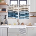 thumbnail image 2 of Blue Beige Kitchen Curtains Short 54 Inch Length, Coastal Vintage Modern Abstract Art Grommet Top Bedroom Living Room Curtains, Light Filtering Cafe Curtain Drapes 2 Panels Set 84''x54'', 2 of 9