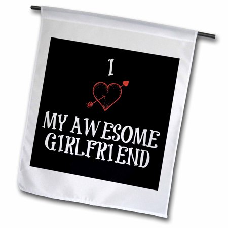 I Love My Awesome Girlfriend, red heart, black background 12 x 18 inch Garden Flag fl-172484-1