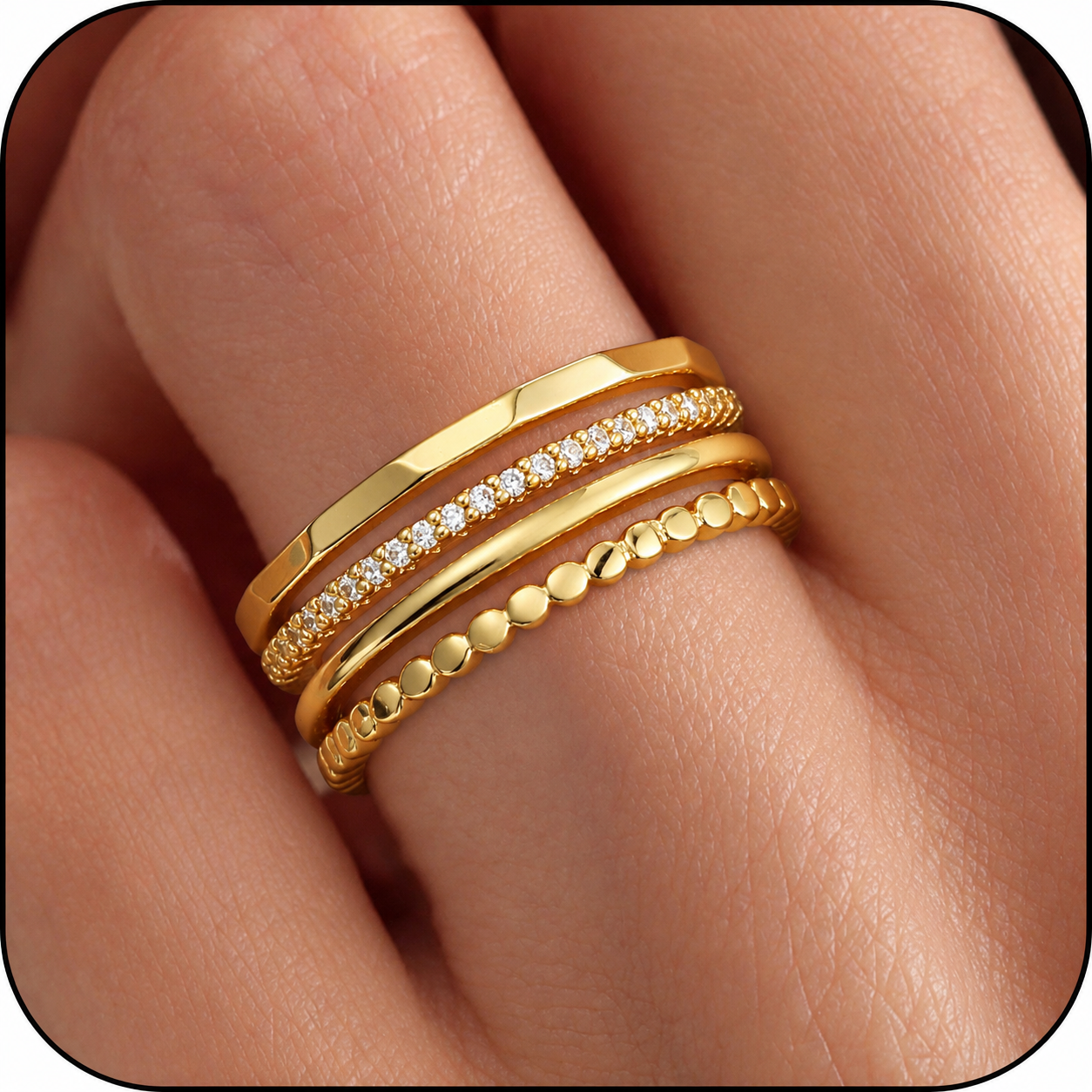 Lunvky 4-Piece Gold Plated Stackable Ring Set photo 1