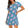 thumbnail image 1 of Fotbe happy baby axolotls Bata de Dormir para Mujer con Estampado, Camisón de Algodón de Manga Corta, Ropa de Dormir Casual, 1 of 6