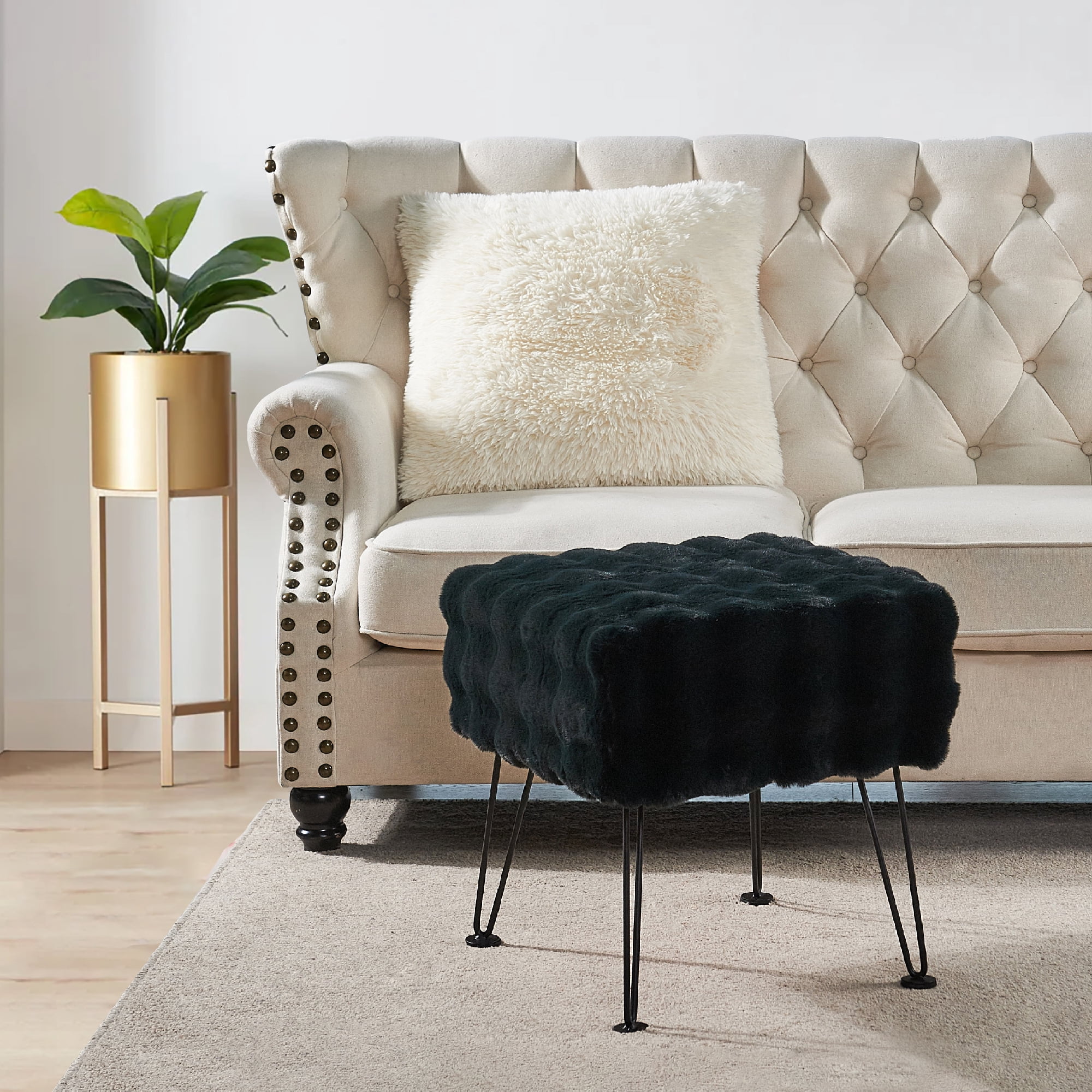 Home Soft Things Bubble Textured Stool Ottoman - Black - 17'' x 17'' x 17''