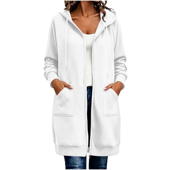 NominalSnug Long Hoodies for Women Full Zip up Fleece Jacket Tunic Sweatshirts Fall Winter Fashion Clothes