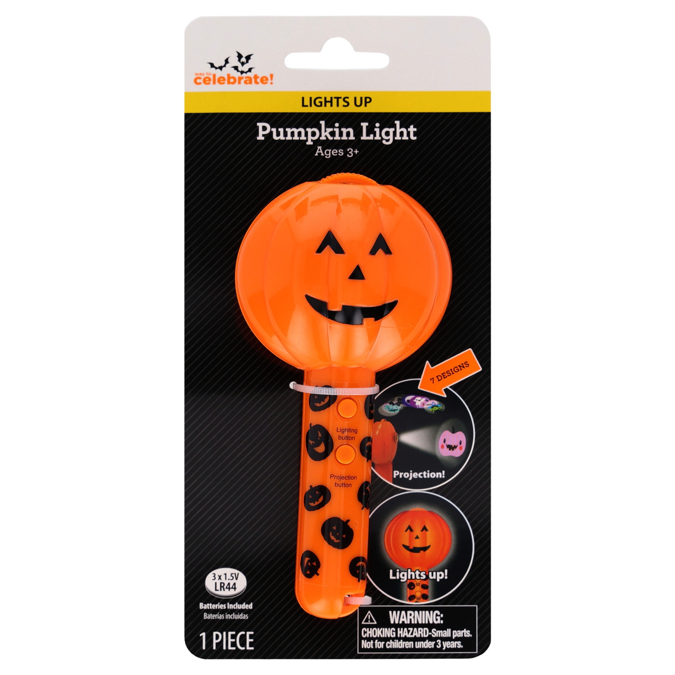 2-in-1 Light-Up Pumpkin Wand Party Favor, Orange and Black, Halloween by Way To Celebrate