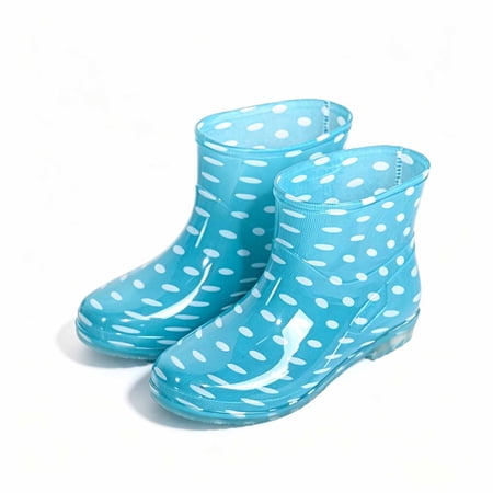 Achuyrbd Women's Dot PVC Ankle Rain Boots, Glossy Surface Slip-On Design, Waterproof Lightweight Short Wellies