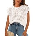thumbnail image 1 of Top Prettygarden para mujer, primavera-verano, manga de ganchillo, color blanco, 1 of 9