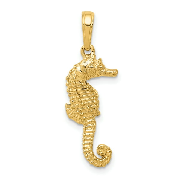14K Yellow Gold Seahorse Pendant