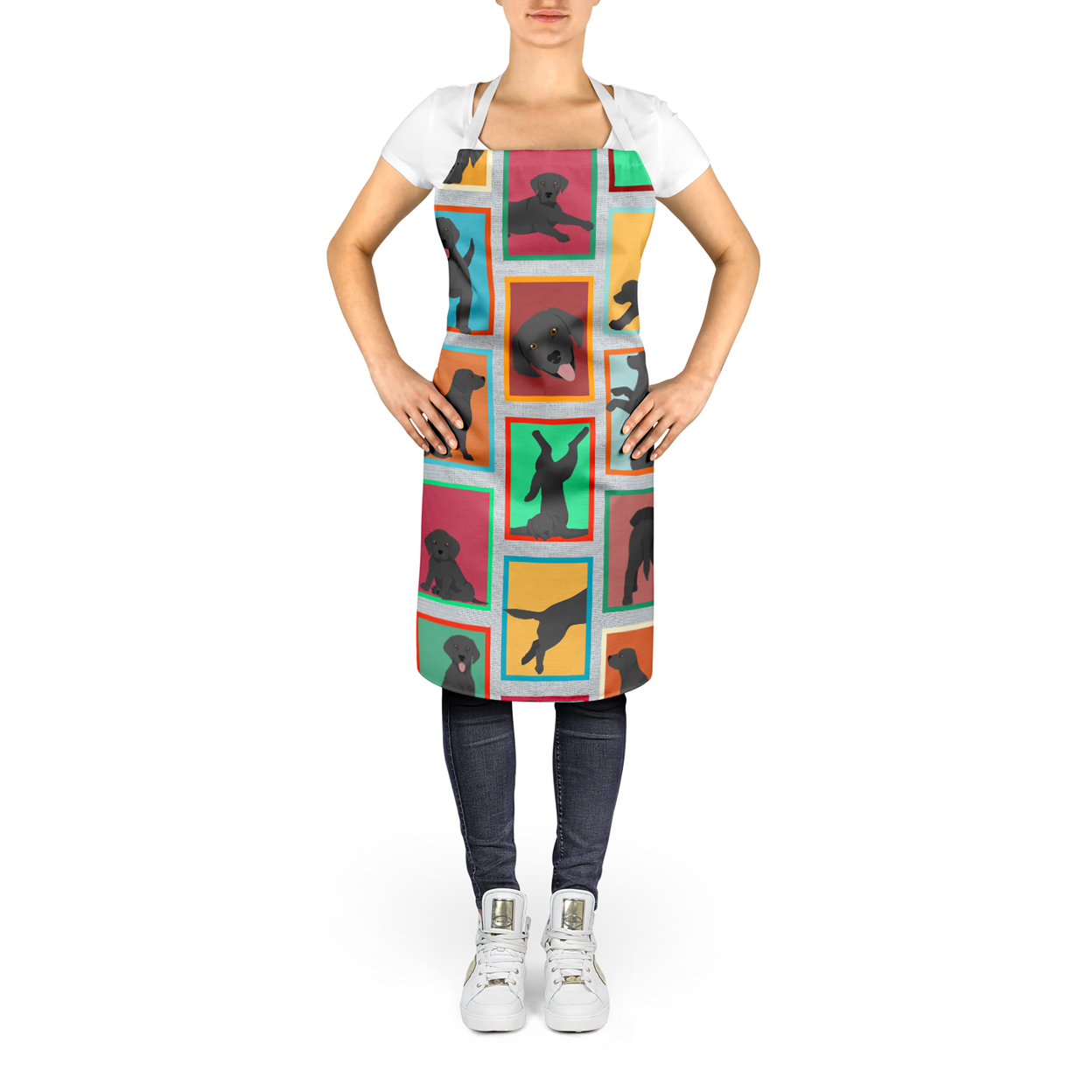 Lots of Black Labrador Retriever Apron 27 in x 30 in